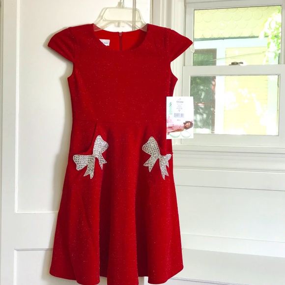 Bonnie Jean Other - BONNIE JEAN Girls Red Christmas Dress Size 10 New Rhinestones and Sparkles